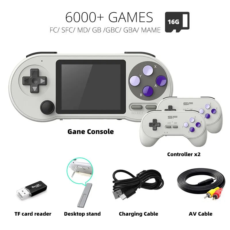 DATA FROG SF2000 Portable Handheld Game Console 3 Inch IPS Retro Game Consoles Built-in 6000 Games Retro Video Games For Kids